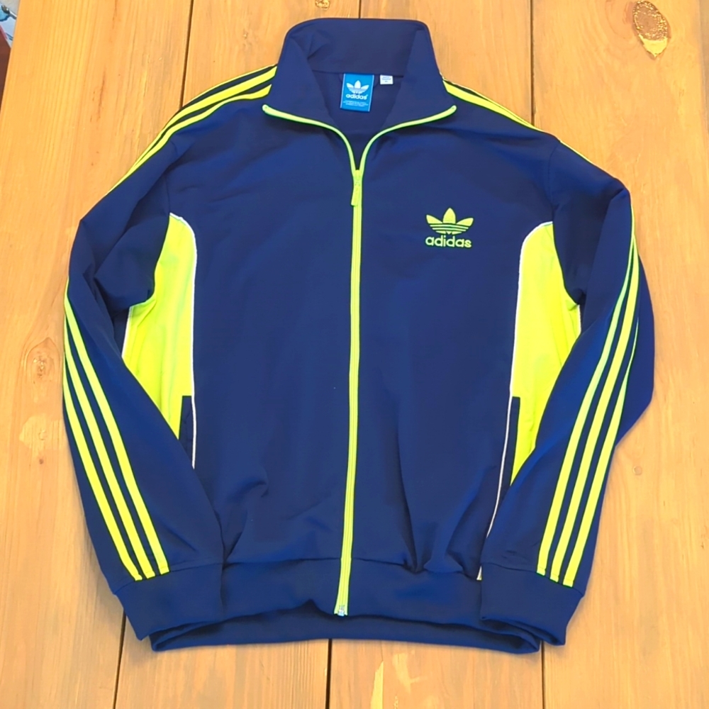 Adidas men's track jacket full zip with trefoil logo sz XL
